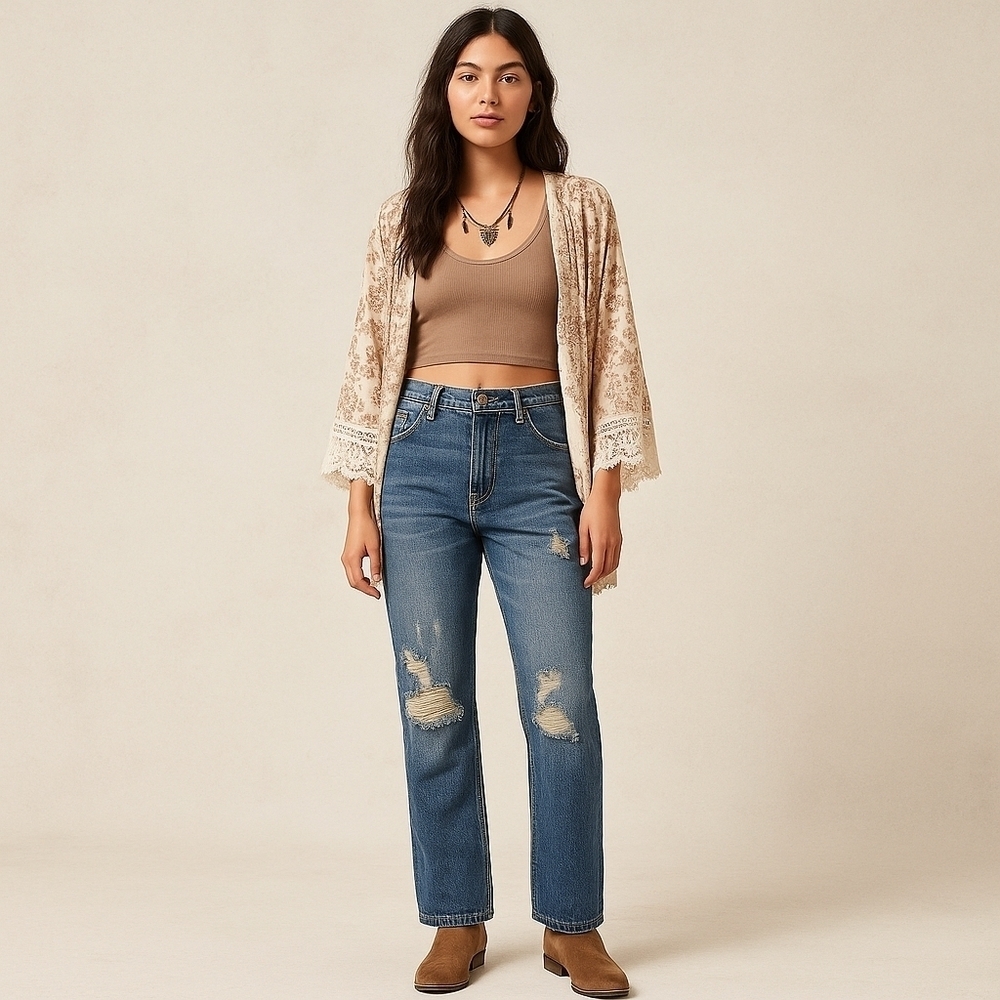 Wildfox Distressed Straight Leg Jeans – Size 26